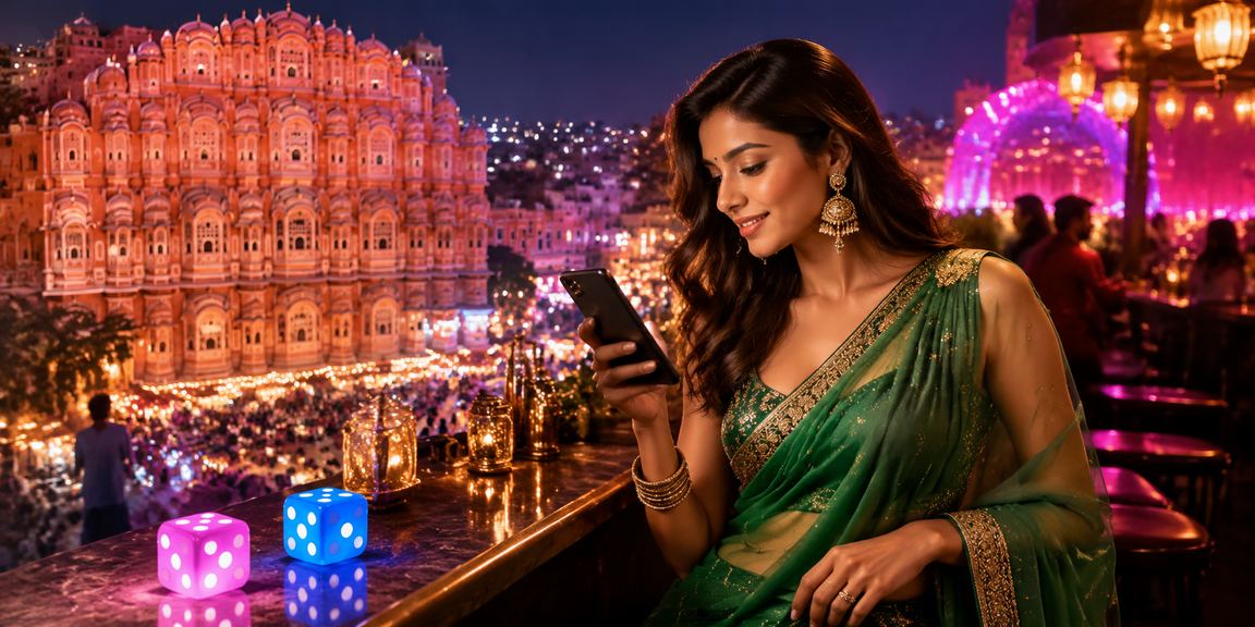 Neon-lit casino and sports betting scene at Jaipur