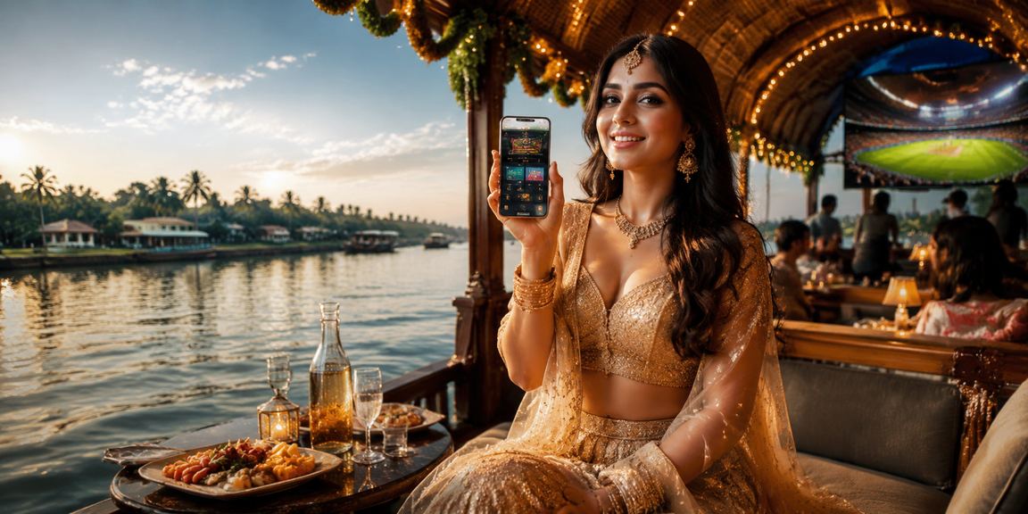 Kerala backwaters scene representing betting interface on the phone