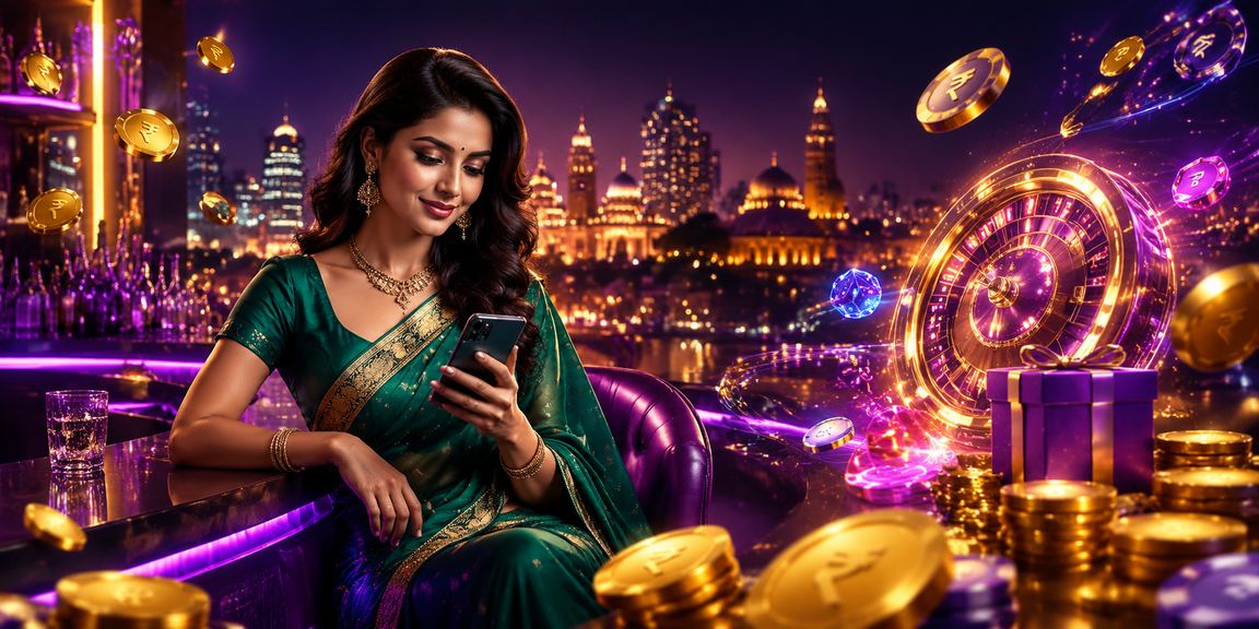 Woman enjoying casino slots app on smartphone in Pune city